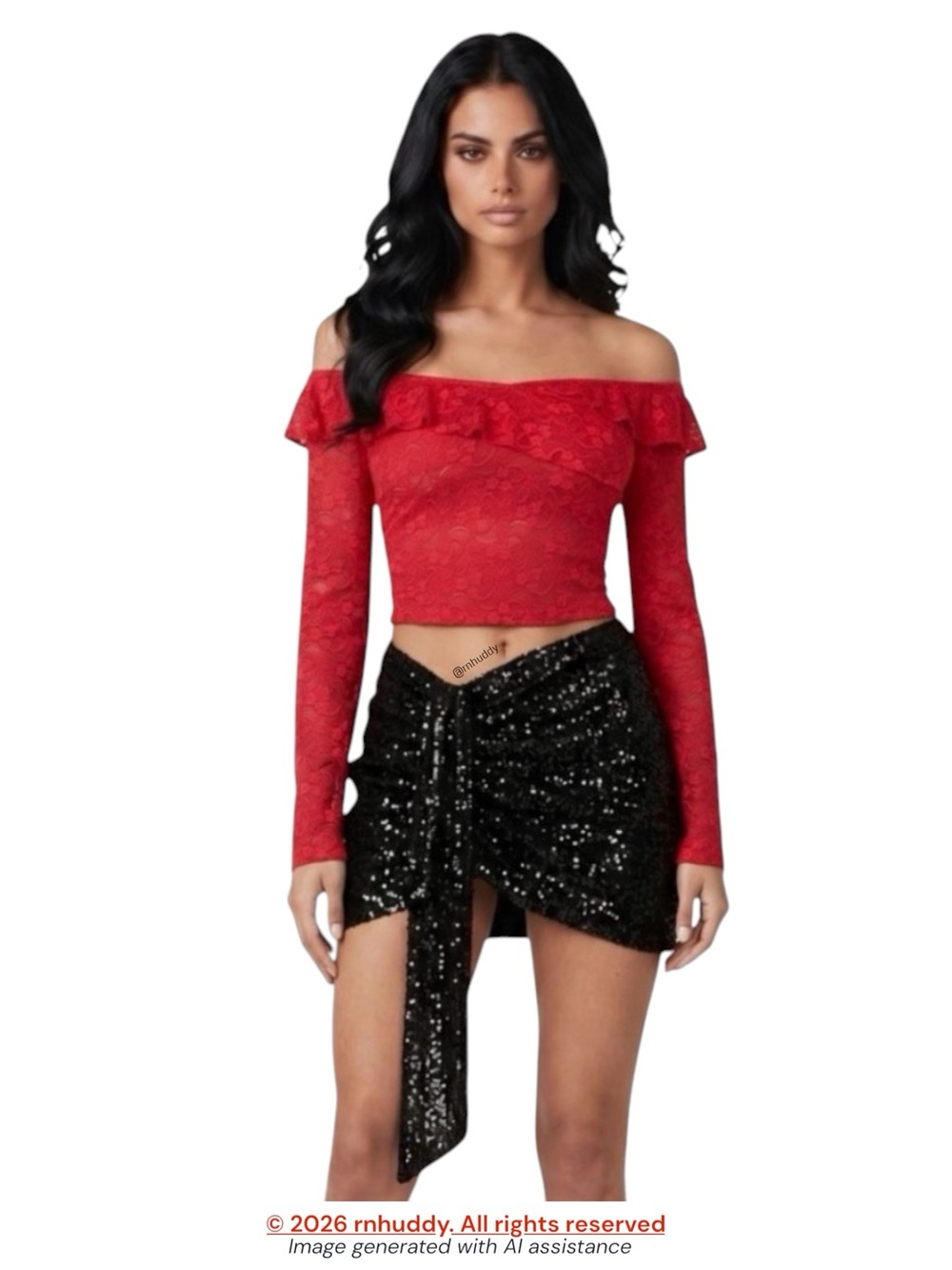 NWT Motel XS red lace Frill top